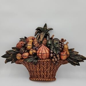 Vintage 3D Dart LARGE Fruit Basket Kitchen Wall Hanging MCM Plaque Decor 26x17